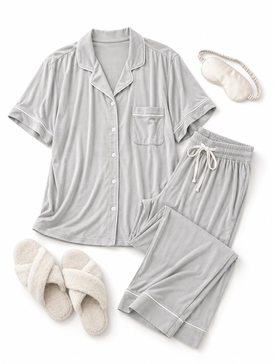 GAP Other - GAP Women's Short-Sleeve Button Pajama Set - Light Gray